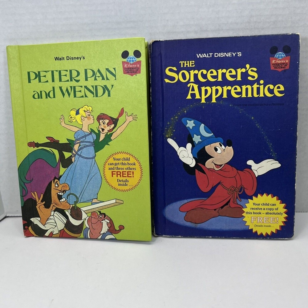 VTG 1981 Peter Pan And Wendy & 1973 The Sorcerer's Apprentice Walt Disney Books